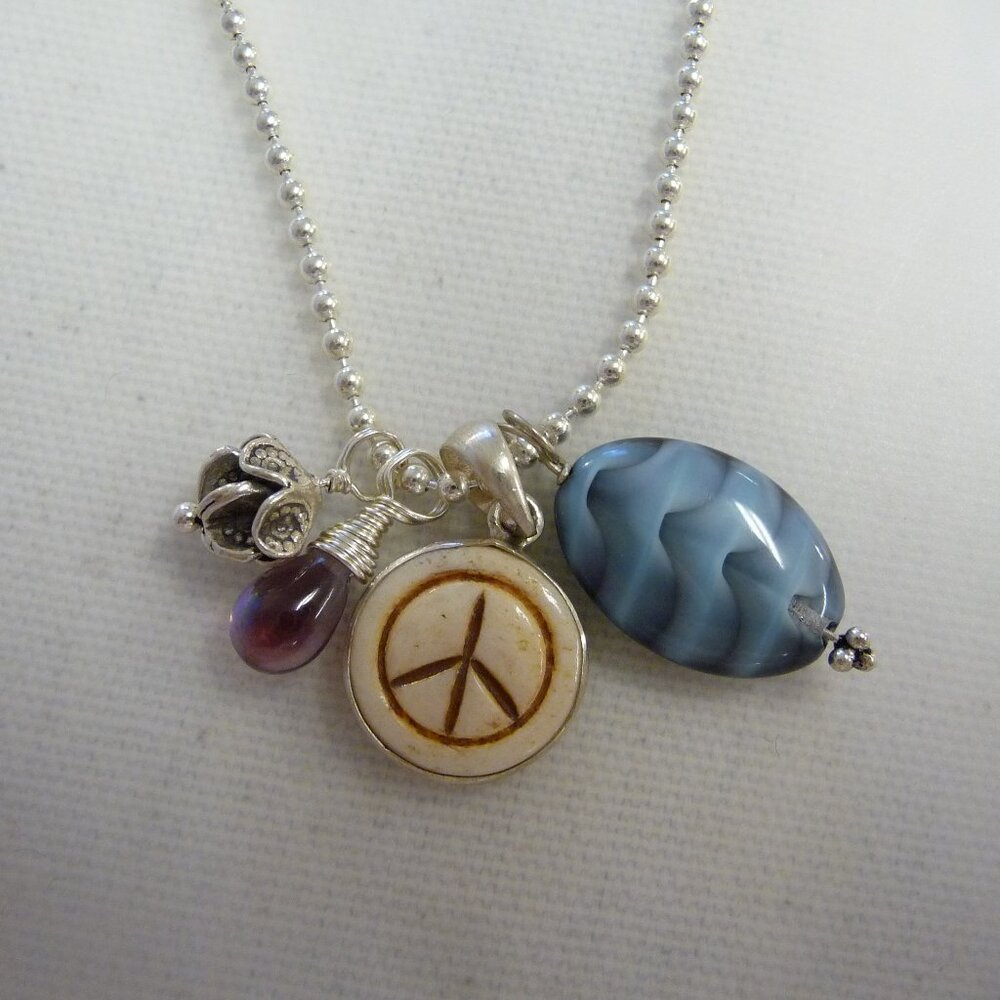 Peace Sterling Silver Charm Necklace